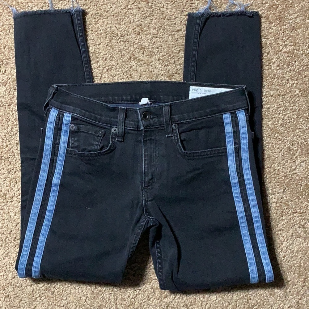Rag and Bone striped legs jeans Size 24, very good condition, bare hem - Picture 6 of 10